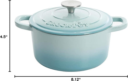 Crock-Pot 3 Quart Enameled Cast Iron Dutch Oven – Aqua - Curated Catalog